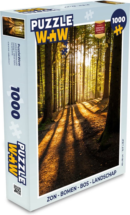 MuchoWow Puzzel Zon - Bomen - Bos - Landschap - Natuur - Legpuzzel - Puzzel 1000 stukjes volwassenen - Sinterklaas cadeautjes - Sinterklaas voor grote kinderen