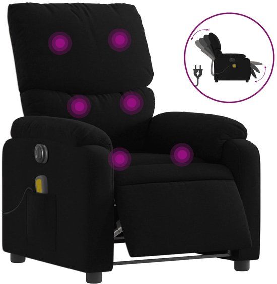 vidaXL Massagestoel elektrisch verstelbaar stof zwart