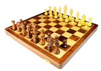 Jeu d'échecs en bois, dimensions 46x46 cm, pliable, avec une reine supplémentaire