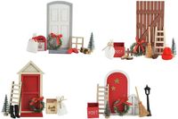 Decoris kerstdorp accessoires set hout kerstdecoratie 15x6x24cm.
