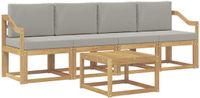 vidaXL Buiten bankenset 5 st Wit en Lichtgrijs Polyester