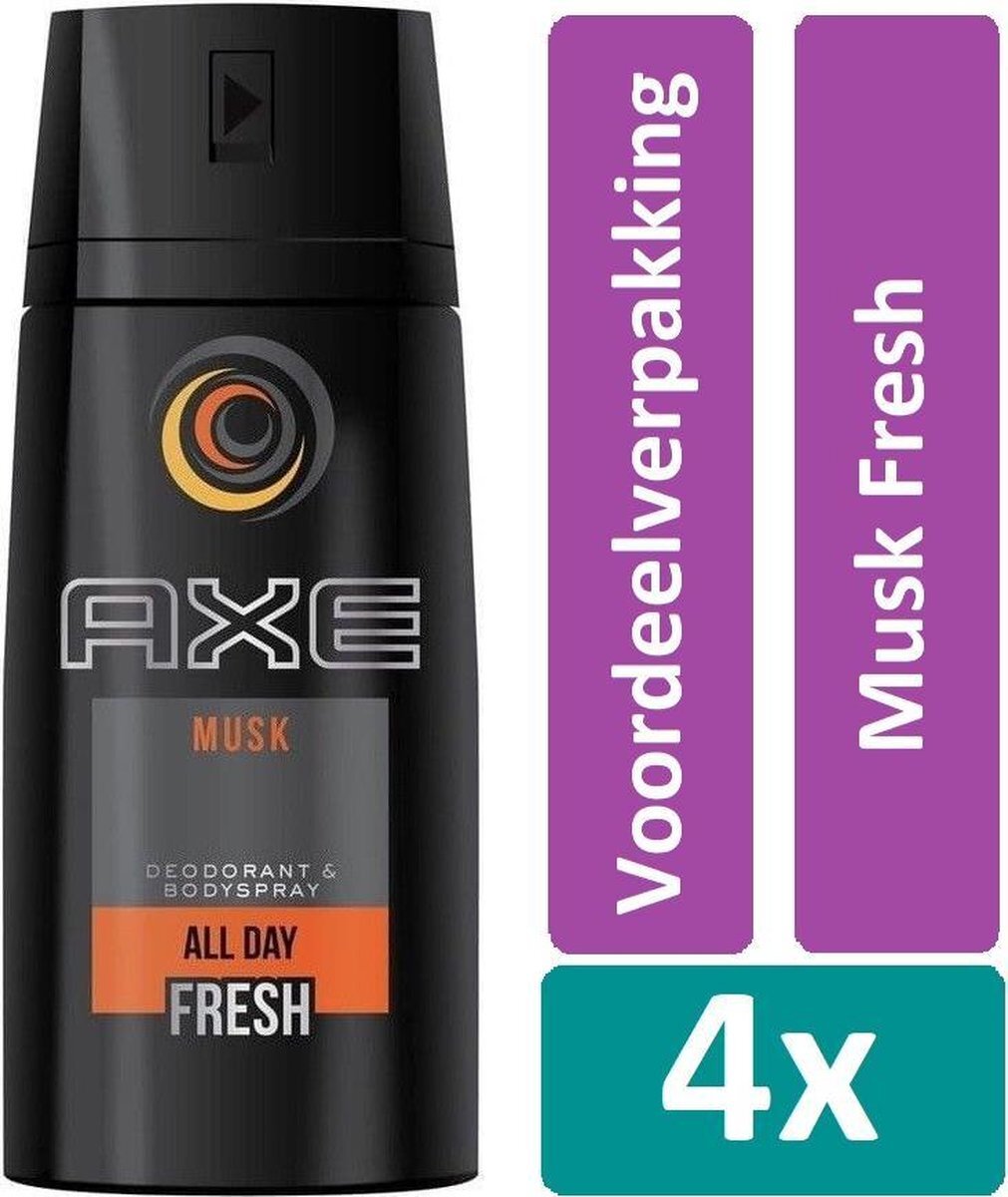 AXE Deodorant Spray 150 ml Musk Fresh 4 stuks Voordeelverpakking