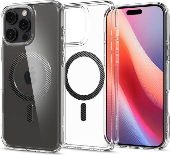 Spigen Ultra Hybrid MagFit - Hoesje Geschikt voor Apple iPhone 16 Pro Max - Compatibel met MagSafe - Back Cover Carbon Fiber