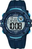 Lorus R2325PX9 montre bracelet numérique pour hommes avec boîtier en plastique bleu et bracelet en caoutchouc bleu