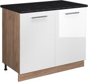 Vicco Wastafelkast Fame-Line, Wit Hoogglans/Goudkleurig Eiken, 100 cm