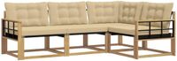 vidaXL Hoek loungeset 4-delig acaciahout wit en beige