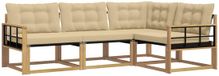 vidaXL Hoek loungeset 4-delig acaciahout wit et beige