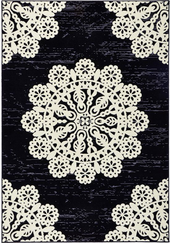 Hanse Home Vloerkleed lace 80x150cm zwart creme