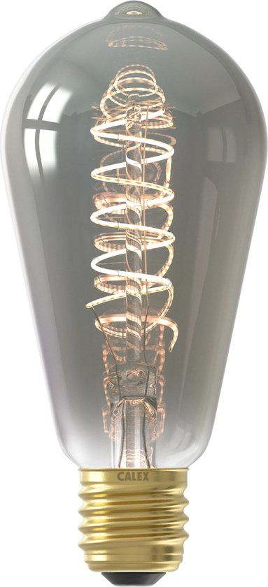 Calex Spiraal Filament LED Lamp - E27 - ST64 Titanium - 4W - Dimbaar