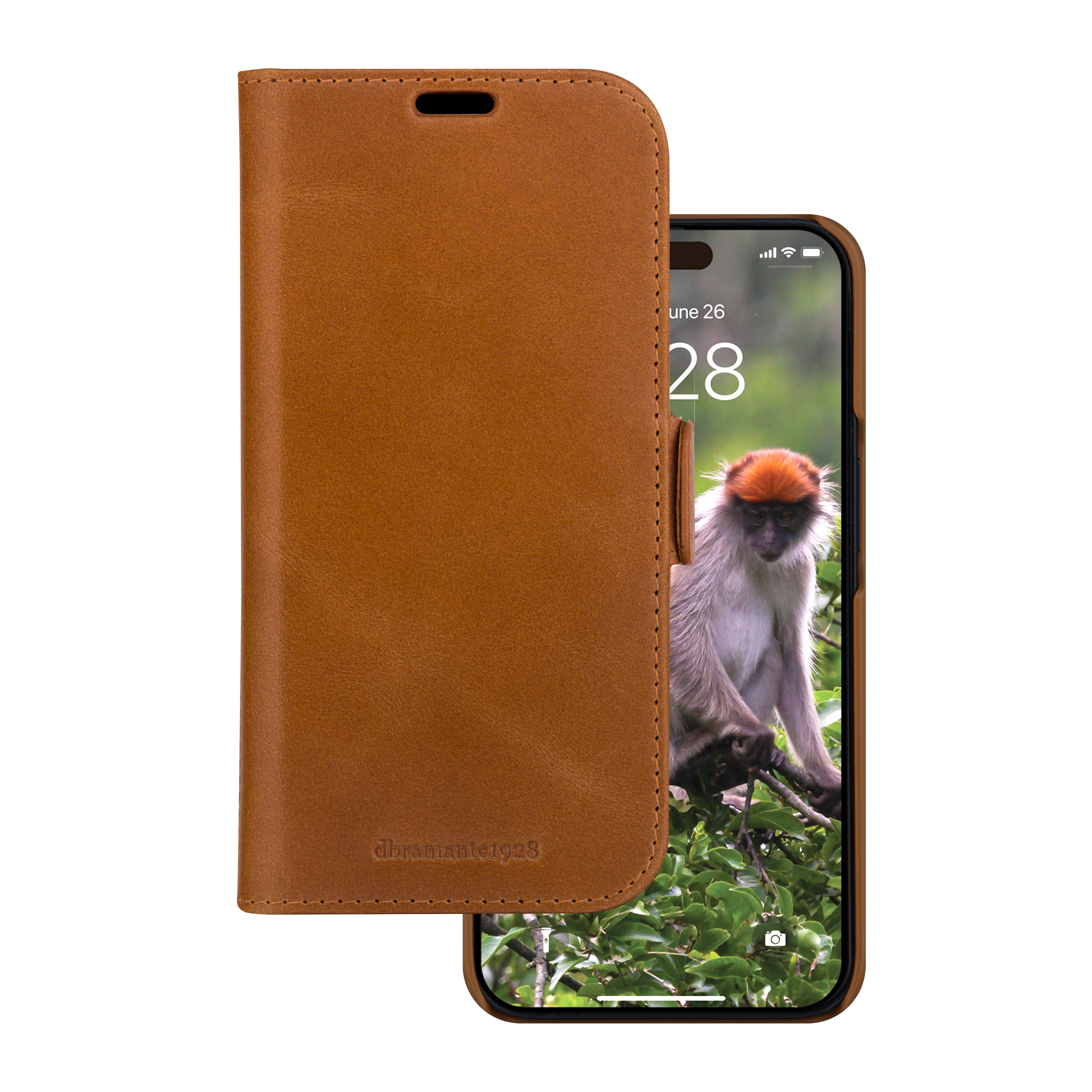 dbramante1928 Lynge Book Case Leer Geelbruin iPhone 15 Plus
