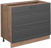 Vicco Keukenonderkast Fame-Line, Donkergrijs/Goudkleurig Eiken, 100 cm