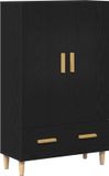 vidaXL Highboard Zwart Eiken 70 x 31 x 115 cm Bewerkt Hout