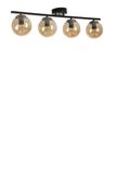 Opviq Elegante kroonluchter, zwart en amber, metaal, Ø15 cm, H20 cm, L75 cm, E27, 40W, IP20
