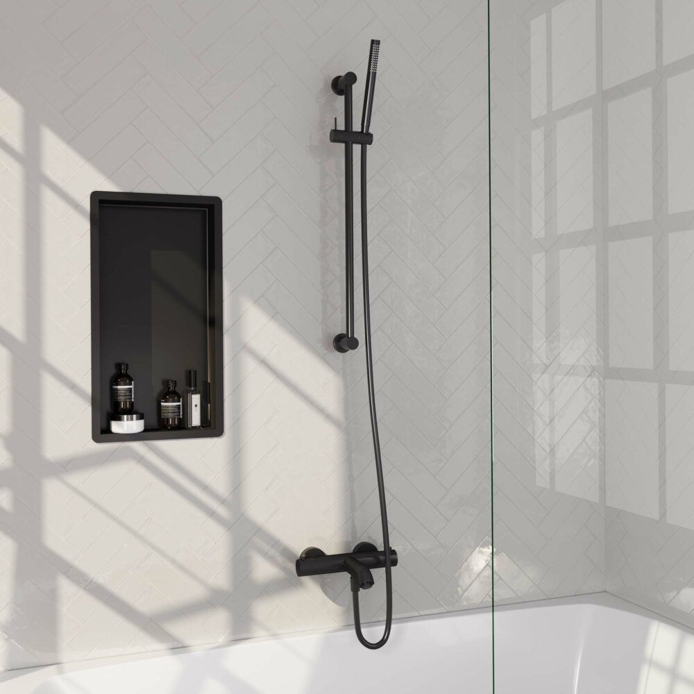 Brauer Black Edition opbouw baddouche met glijstang en staafhanddouche zwart - 8720359394583