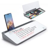 Klein glazen whiteboard voor desktop, droog uitwisbaar bord, computertoetsenbordstandaard, whiteboard, oppervlakte-pad met lade, bureauorganizers met accessoires voor kantoor, thuis,