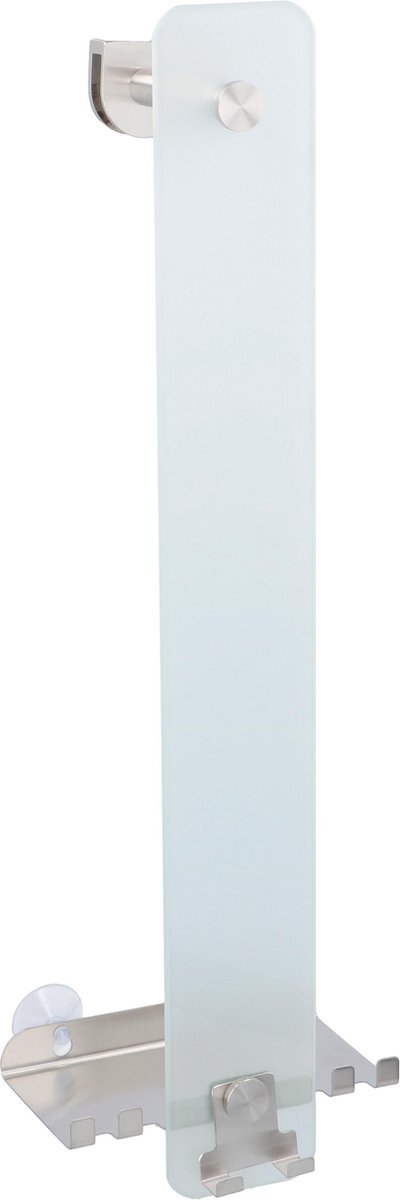 Alpina handdoekhouder - mat glas/ RVS - met 2 haken - 59 x 13 x 9 cm