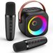 Karaoke set enfants - Appareil de karaoké avec 2 microphones sans fil portables - Bluetooth 5.3 - Pour fêtes et camping