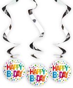 Folat Happy Bday Stippen Hangdecoratie - 3 stuks