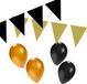 Shoppartners Zwart / goud versiering pakket - slingers en ballonnen