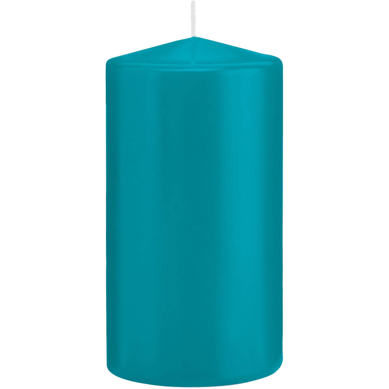 Trend Candles 2x Turquoise blauwe cilinderkaarsen/stompkaarsen 8 x 15 cm - 69 branduren - Geurloos
