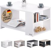 Casaria Salontafel Opbergvakken – Draagvermogen 50kg 90x60x50cm – Wit