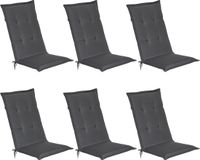 Beautissu Loft HL Set 6 x Tuinkussens Hoge Rug- 120 x 50 cm - Grafiet Grijs Kussen - Zitkussen UV- Lichtecht Tuinstoelkussen