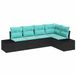 vidaXL Tuinbank Set Zwart en Turquoise Poly Rattan