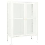 vidaXL Dressoir - 75x35x105 cm - Staal en Glas - Wit