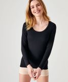 Damart - Fijn geribde T-shirt Thermolactyl Sensitive, V-hals - Dames - Zwart - M