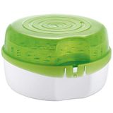 MAM Magnetron Stoomsterilisator met 1x MAM Anti-Colic flesje (160 ml), magnetron sterilisator voor babyflesjes, fopspenen & accessoires, veilige flessensterilisator, wit/groen