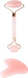 Brushworks Rose Quartz Jade Roller & Gua Sha Set