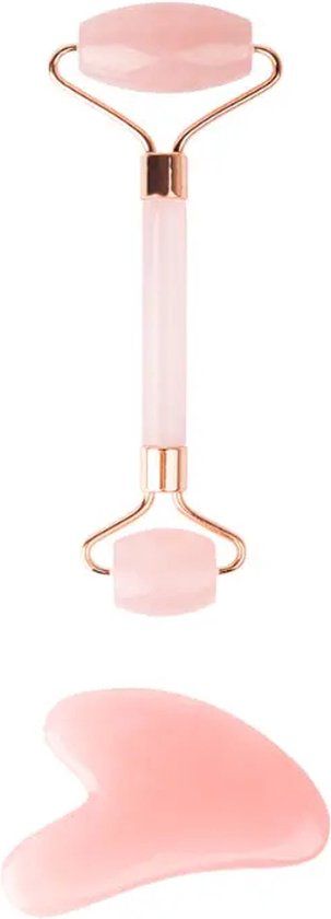 Brushworks Rose Quartz Jade Roller & Gua Sha Set