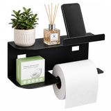 Diboniur Toiletpapierhouder met plank, zwart
