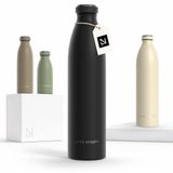 LARS NYSØM Ren Roestvrijstalen drinkfles 1000ml - BPA-vrije geïsoleerde waterfles - voorSport, Fiets, Volwassene, Kids (Carbon Black)