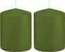 Enlightening Candles Trend Candles Cilinderkaars/stompkaars - 2x - olijfgroen - 6 x 8 cm - 29 branduren