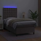 Maison Exclusive - Lit boxspring avec matelas et éclairage LED, gris, 90x190 cm, similicuir