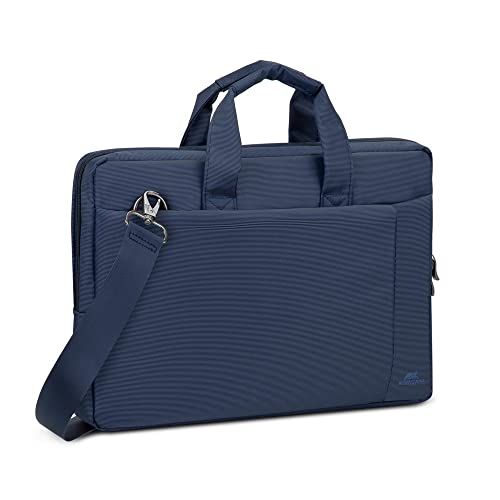 RIVACASE Laptoptas tot 15.6" - Compacte tas met extra gevoerd notebookvak en veel opbergruimte - blauw