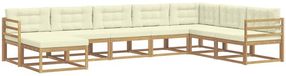 vidaXL Ensemble de salon d'angle 8 pièces blanc et crème acacia