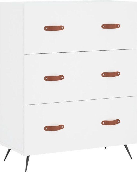 vidaXL Ladekast 69,5x34x90 cm Bewerkt Hout Wit