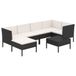 vidaXL 7-delige Loungeset met Kussens Poly Rattan Zwart