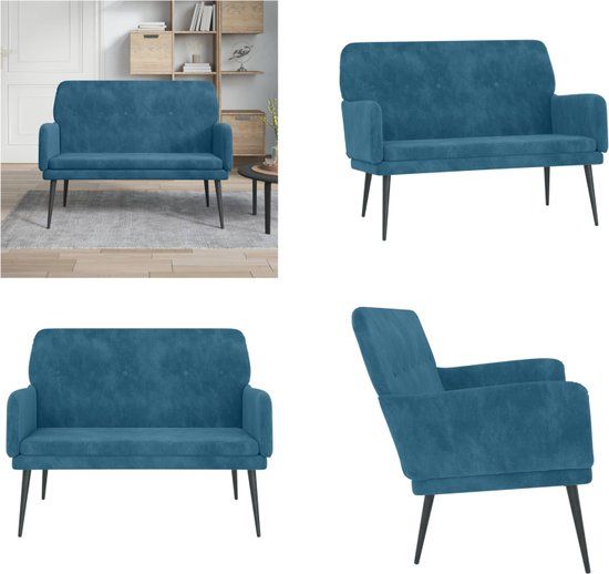 vidaXL Bankje 108x79x79 cm fluweel blauw