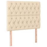 VidaXL Hoofdbord Crème Polyester/Hout 90x7x118/128 cm