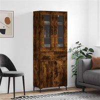 vidaXL Hoge kast 69,5x34x180 cm bewerkt hout gerookt eikenkleurig
