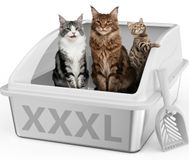 Merkloos Kattenbak Roestvrij staal 60 liter Lekvrij Zilvergrijs 71 x 51 x 31 cm