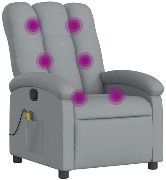 vidaXL Massagestoel verstelbaar stof lichtgrijs