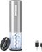 Ouvre-bouchon électrique sans marque - Compact, rechargeable - Avec coupe-capsule, lumière LED et boîtier en acier brossé - Argent