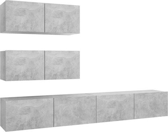 vidaXL 4-delige Tv-meubelset bewerkt hout betongrijs