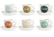H&H Enjoy Set van 6 koffiekopjes met schoteltjes porselein, veelkleurig, 100 ml