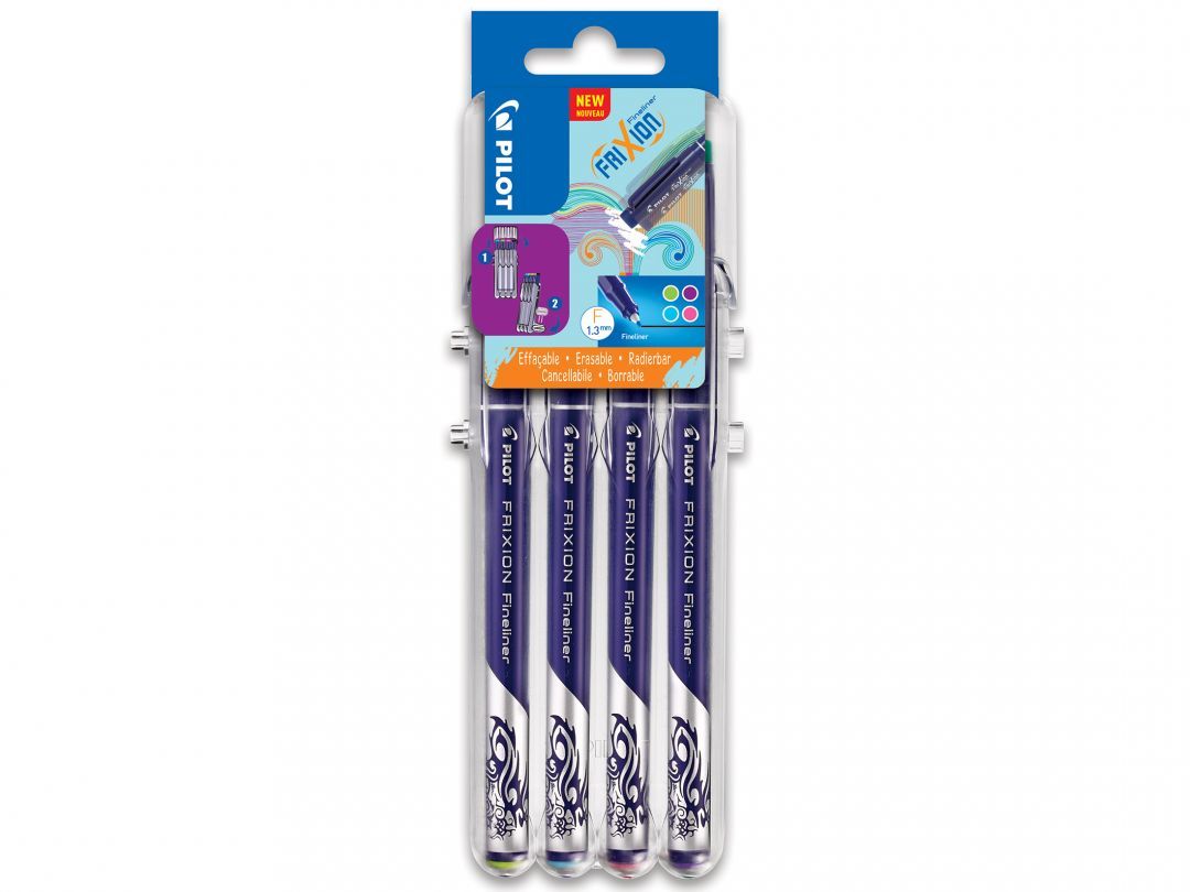 Pilot FriXion Fineliner - 4 stuks - blauw/zilver