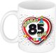 Bellatio Decorations Verjaardag cadeau mok leeftijd 85 jaar - hartje verkeersbord - multi - 300 ml
